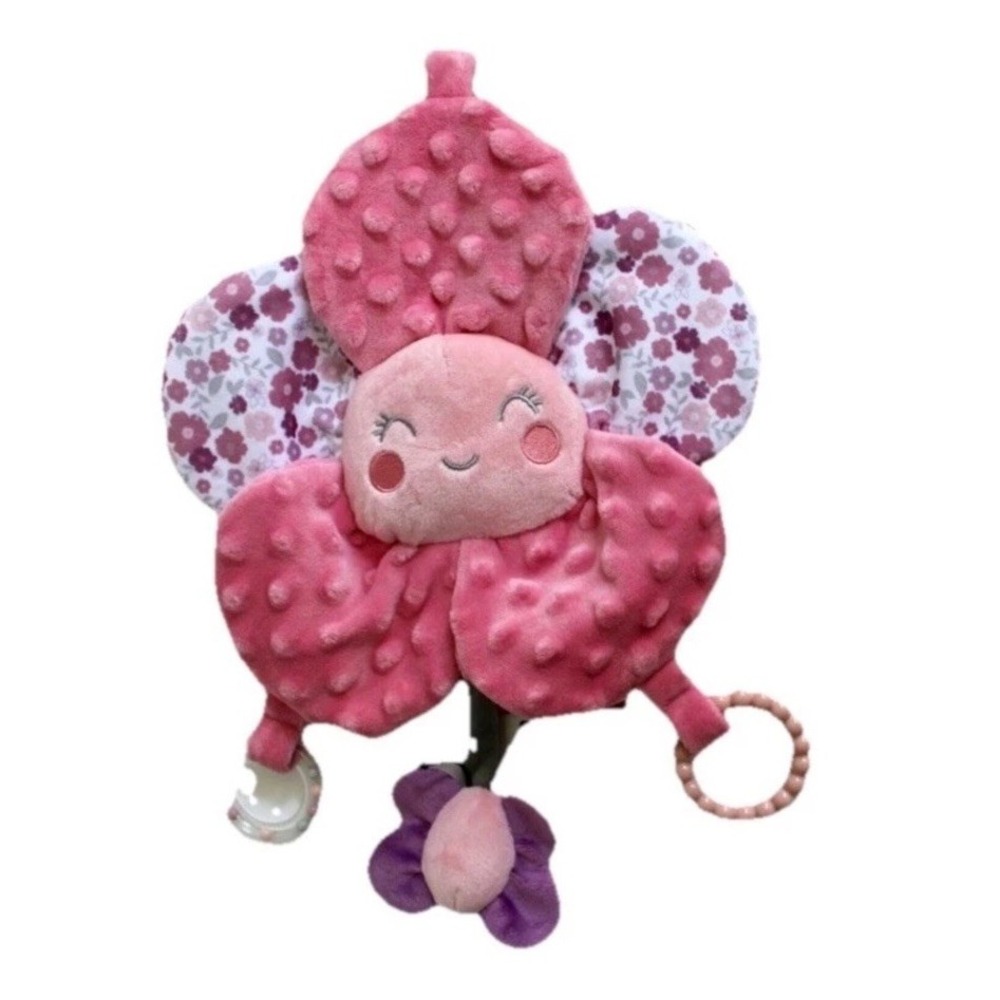 DreamGro Flower Baby Girl Lovey Plush Baby On The Go Clip Rattle Crinkle Toy NWT